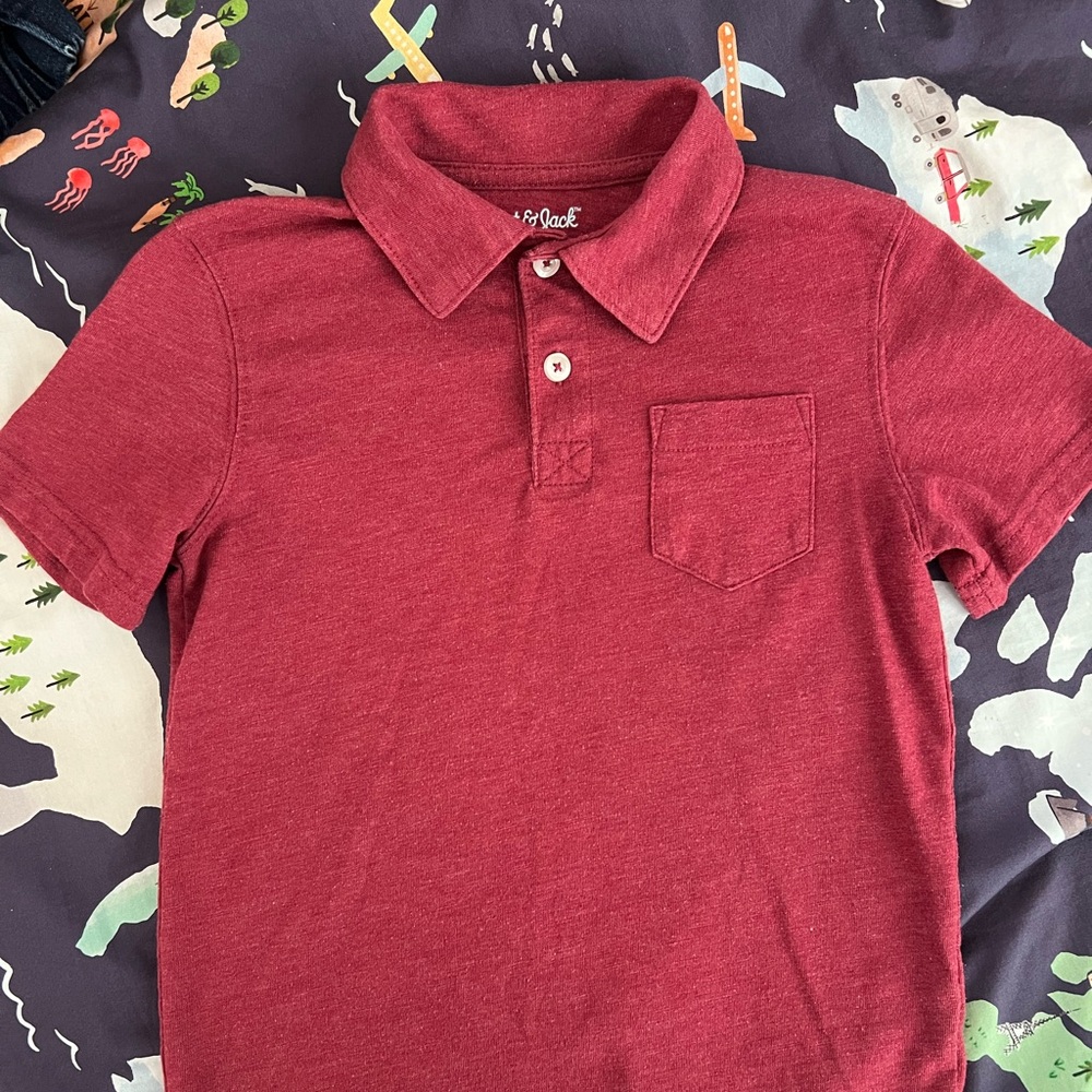 Boys red polo tee, size XS(4/5)